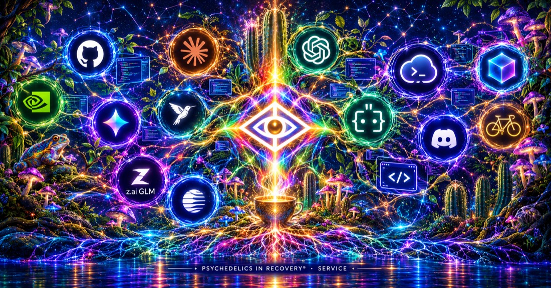 A glowing eye above a network of mycelium threads